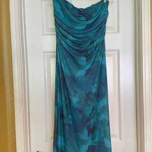Shein Elegant Teal Strapless Dress